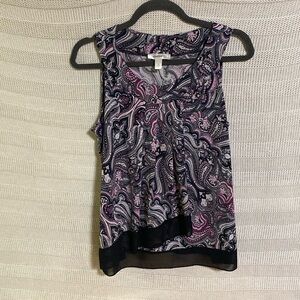 Dressbarn Paisley print crossover front layer multicolor Flowy top Large